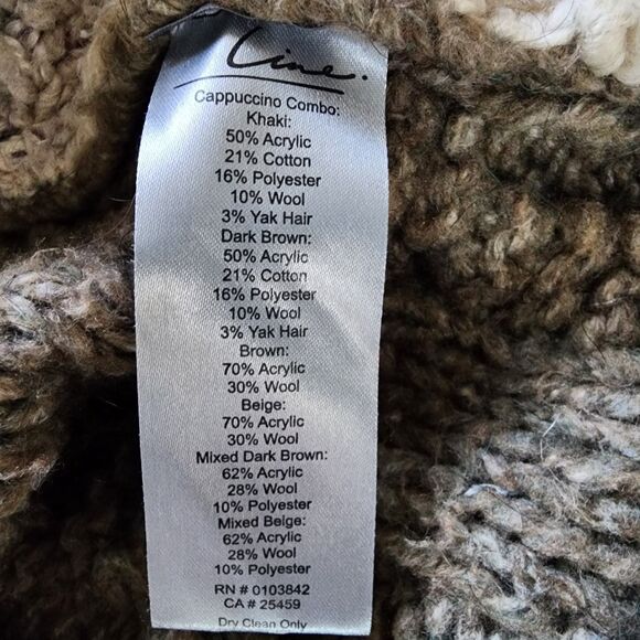 Line Beige Brown Color Block Wool Blend Cardigan Sweater Size XS - Picture 7 of 8